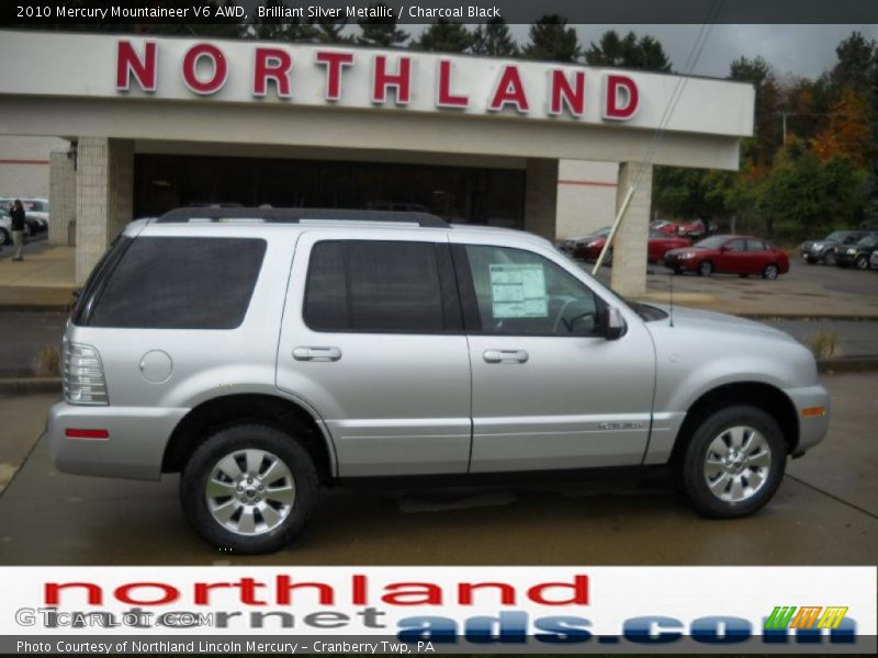 Brilliant Silver Metallic / Charcoal Black 2010 Mercury Mountaineer V6 AWD