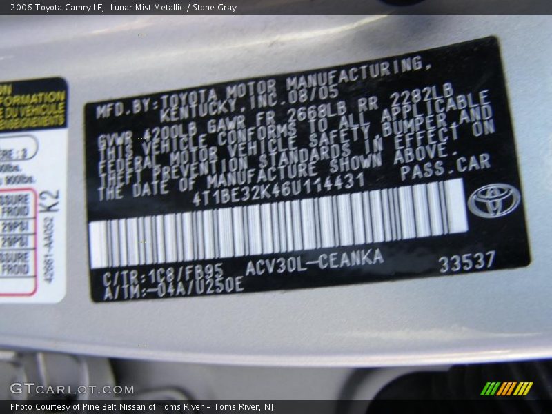 Lunar Mist Metallic / Stone Gray 2006 Toyota Camry LE