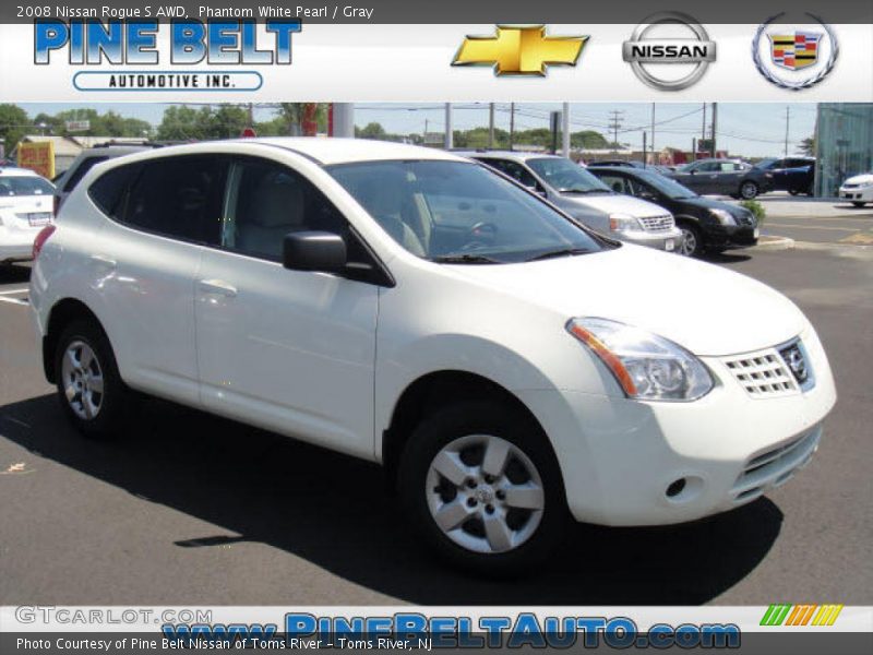 Phantom White Pearl / Gray 2008 Nissan Rogue S AWD