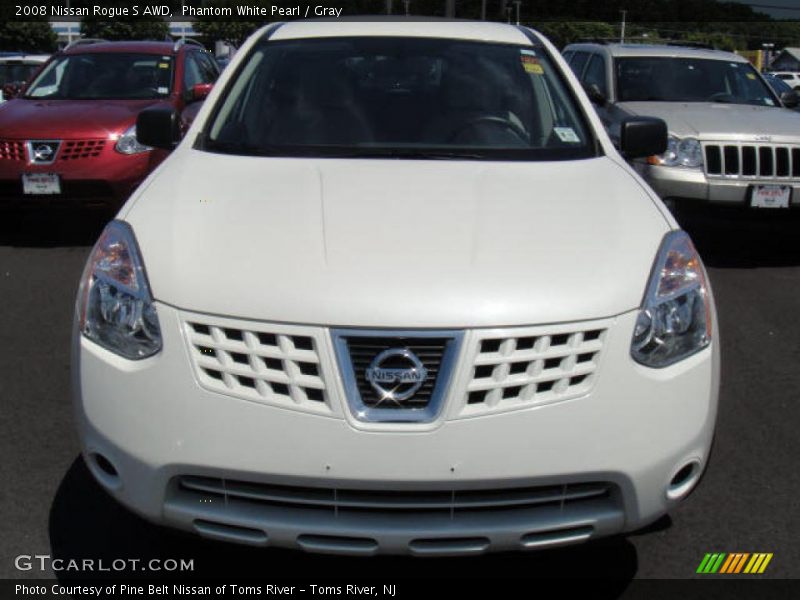 Phantom White Pearl / Gray 2008 Nissan Rogue S AWD