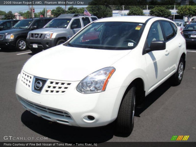 Phantom White Pearl / Gray 2008 Nissan Rogue S AWD