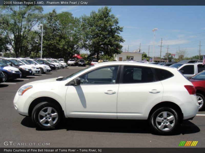 Phantom White Pearl / Gray 2008 Nissan Rogue S AWD