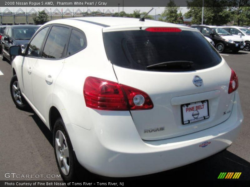 Phantom White Pearl / Gray 2008 Nissan Rogue S AWD