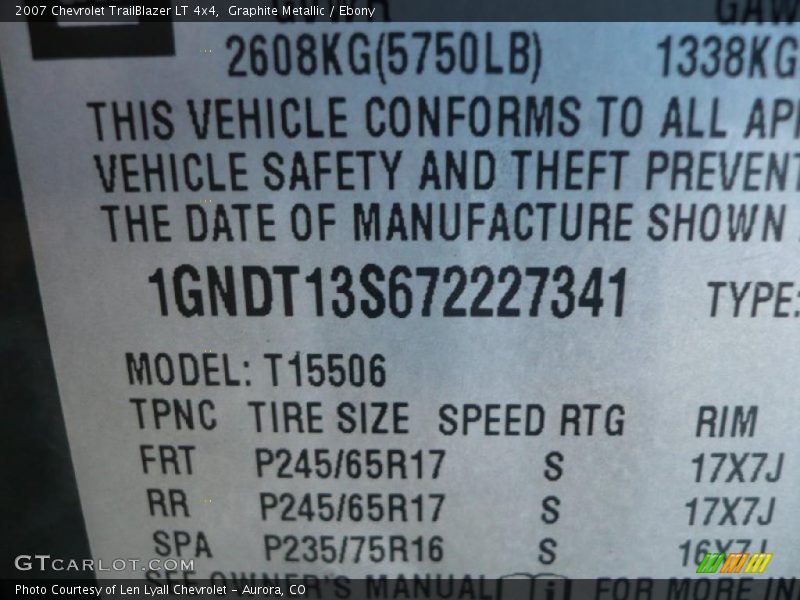 Graphite Metallic / Ebony 2007 Chevrolet TrailBlazer LT 4x4