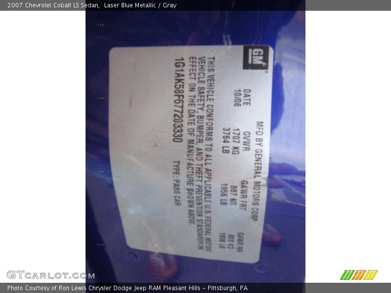 Laser Blue Metallic / Gray 2007 Chevrolet Cobalt LS Sedan