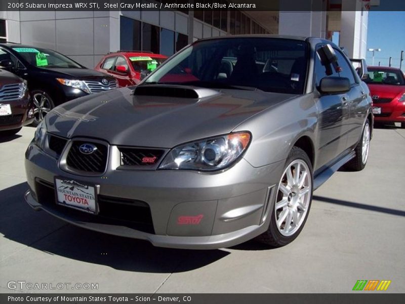 Steel Gray Metallic / Anthracite Black/Blue Alcantara 2006 Subaru Impreza WRX STi