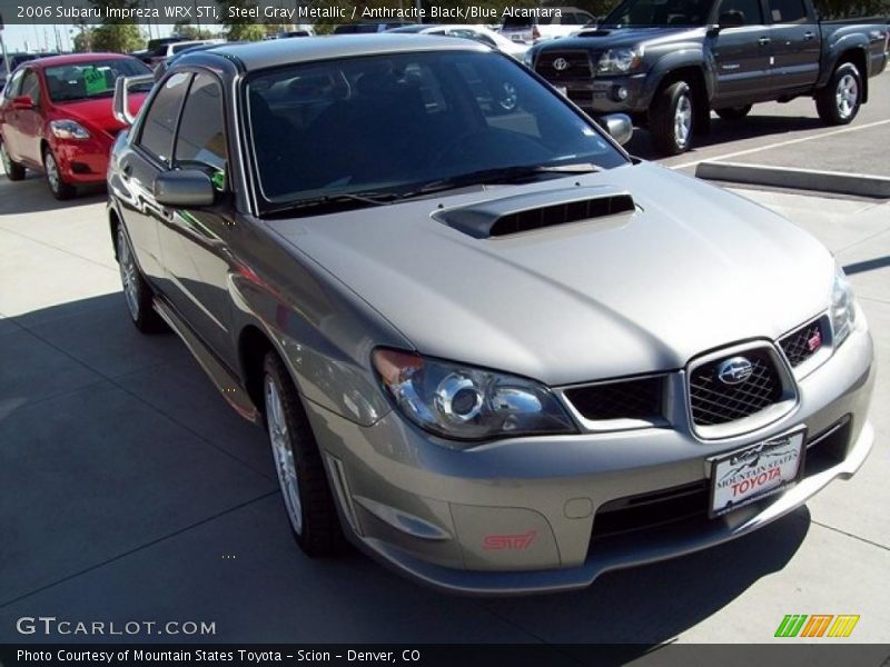 Steel Gray Metallic / Anthracite Black/Blue Alcantara 2006 Subaru Impreza WRX STi