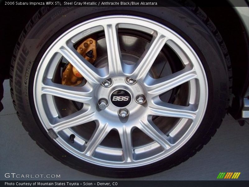Steel Gray Metallic / Anthracite Black/Blue Alcantara 2006 Subaru Impreza WRX STi