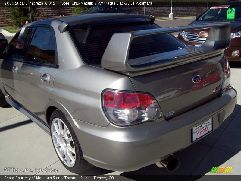 Steel Gray Metallic / Anthracite Black/Blue Alcantara 2006 Subaru Impreza WRX STi