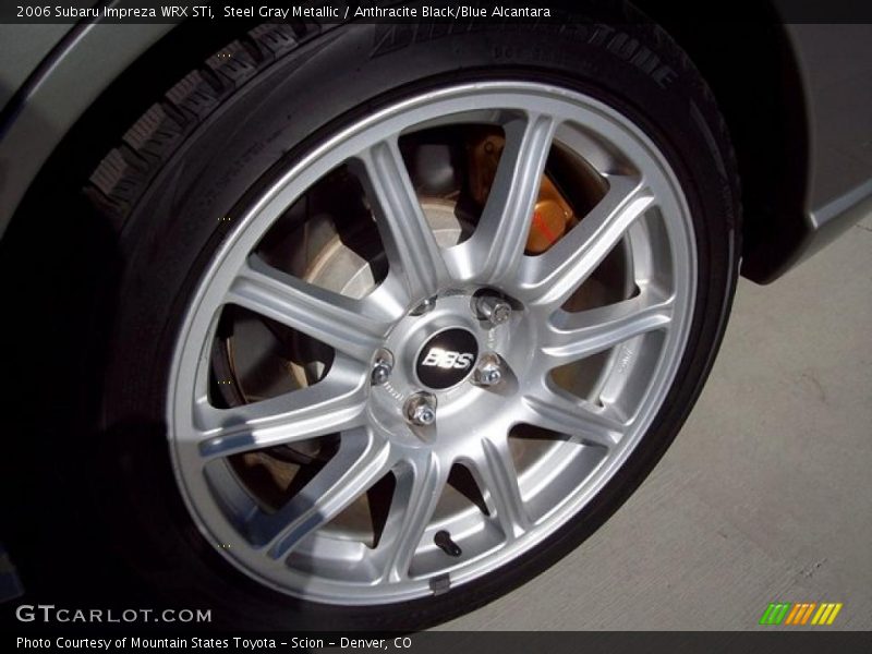 Steel Gray Metallic / Anthracite Black/Blue Alcantara 2006 Subaru Impreza WRX STi