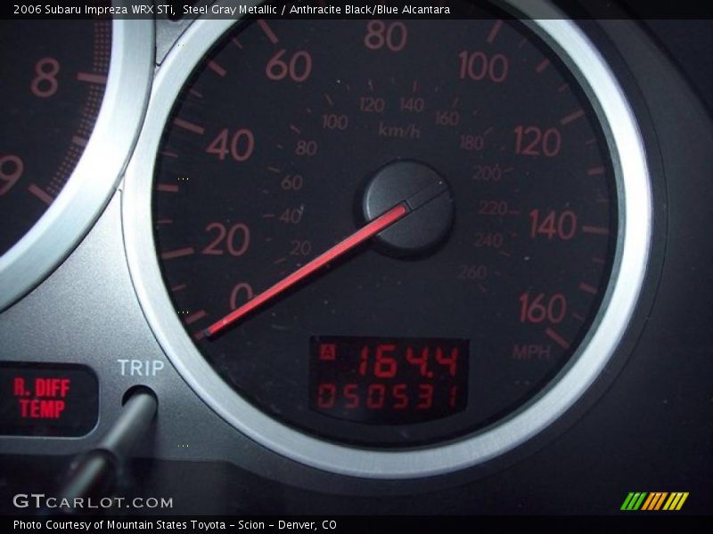 Steel Gray Metallic / Anthracite Black/Blue Alcantara 2006 Subaru Impreza WRX STi