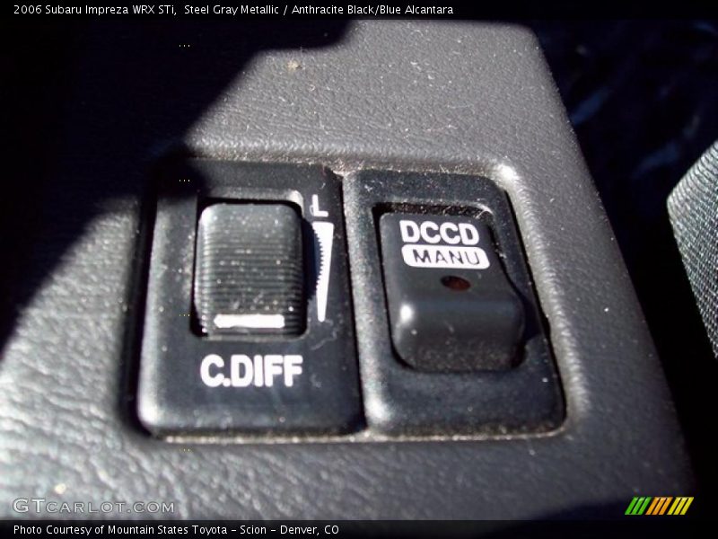 Steel Gray Metallic / Anthracite Black/Blue Alcantara 2006 Subaru Impreza WRX STi