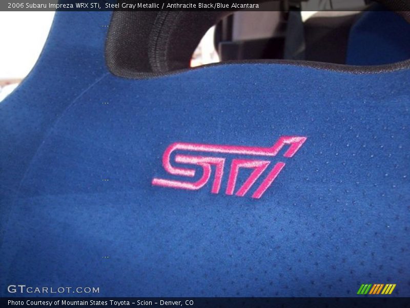 Steel Gray Metallic / Anthracite Black/Blue Alcantara 2006 Subaru Impreza WRX STi