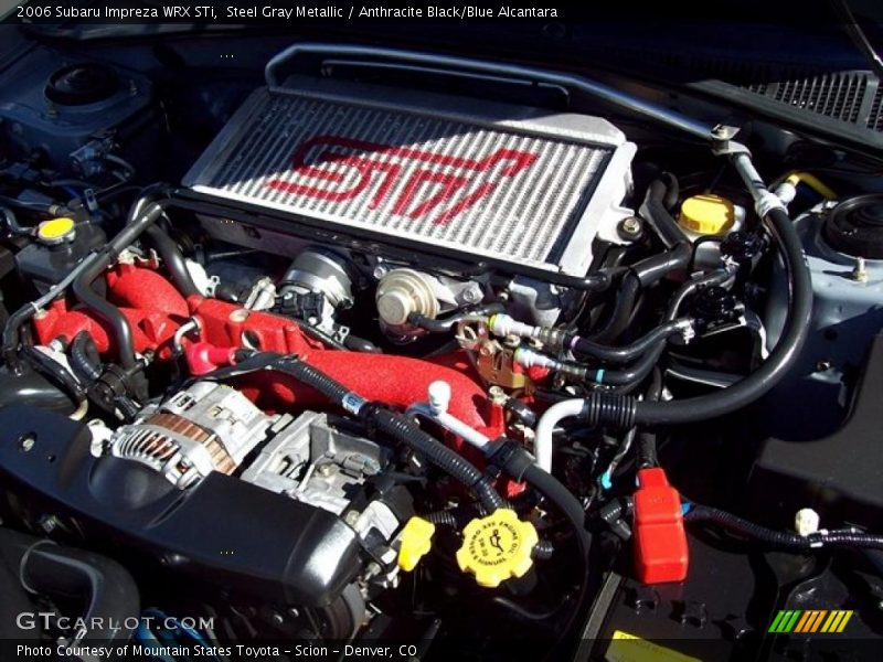 Steel Gray Metallic / Anthracite Black/Blue Alcantara 2006 Subaru Impreza WRX STi