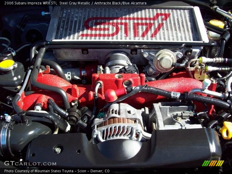 Steel Gray Metallic / Anthracite Black/Blue Alcantara 2006 Subaru Impreza WRX STi