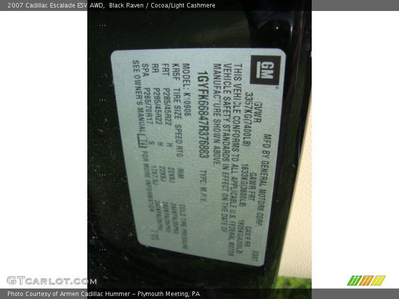 Black Raven / Cocoa/Light Cashmere 2007 Cadillac Escalade ESV AWD