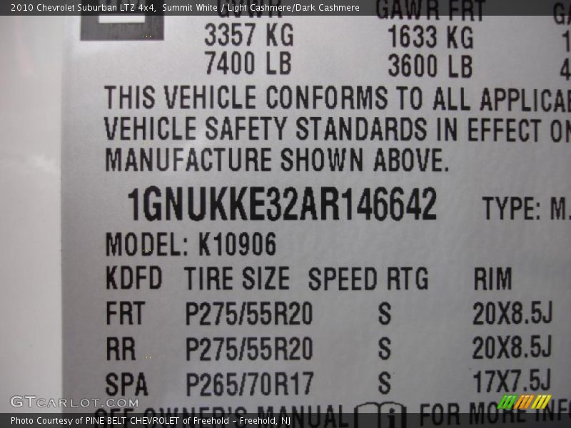 Summit White / Light Cashmere/Dark Cashmere 2010 Chevrolet Suburban LTZ 4x4