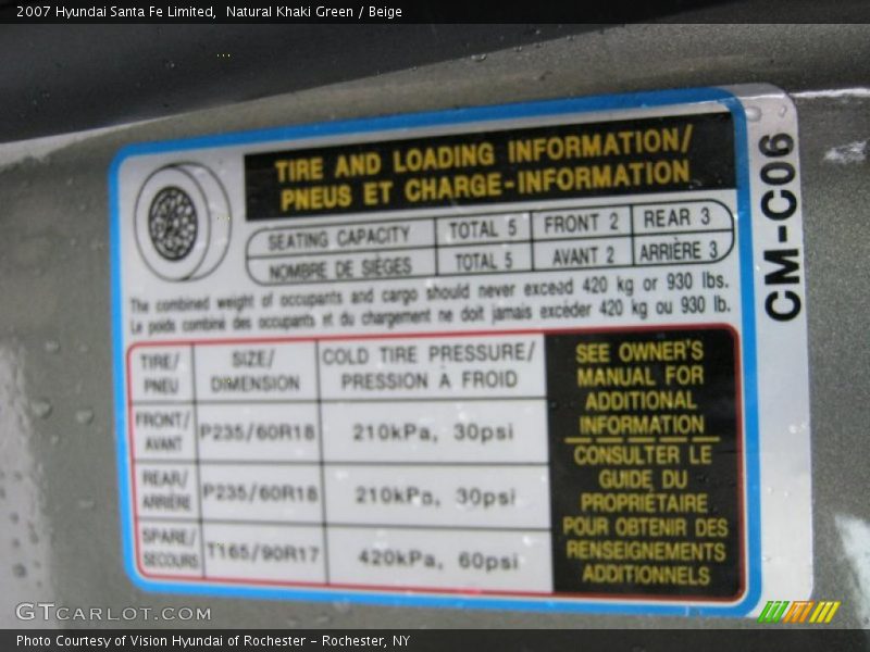 Natural Khaki Green / Beige 2007 Hyundai Santa Fe Limited