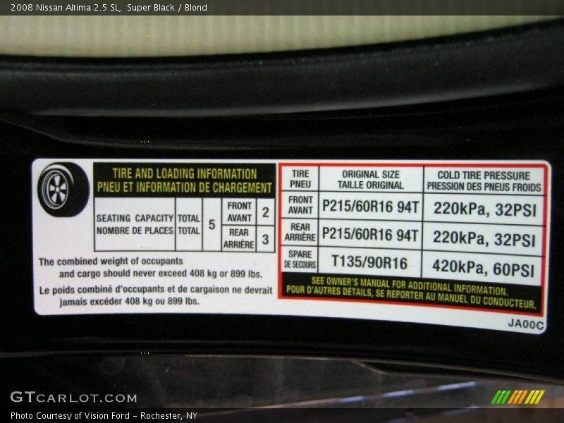 Super Black / Blond 2008 Nissan Altima 2.5 SL