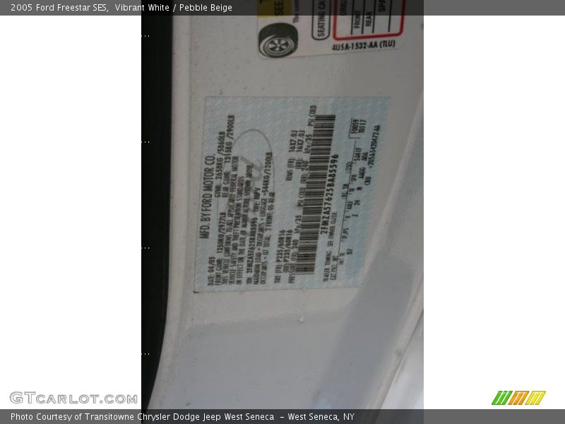 2005 Freestar SES Vibrant White Color Code WT