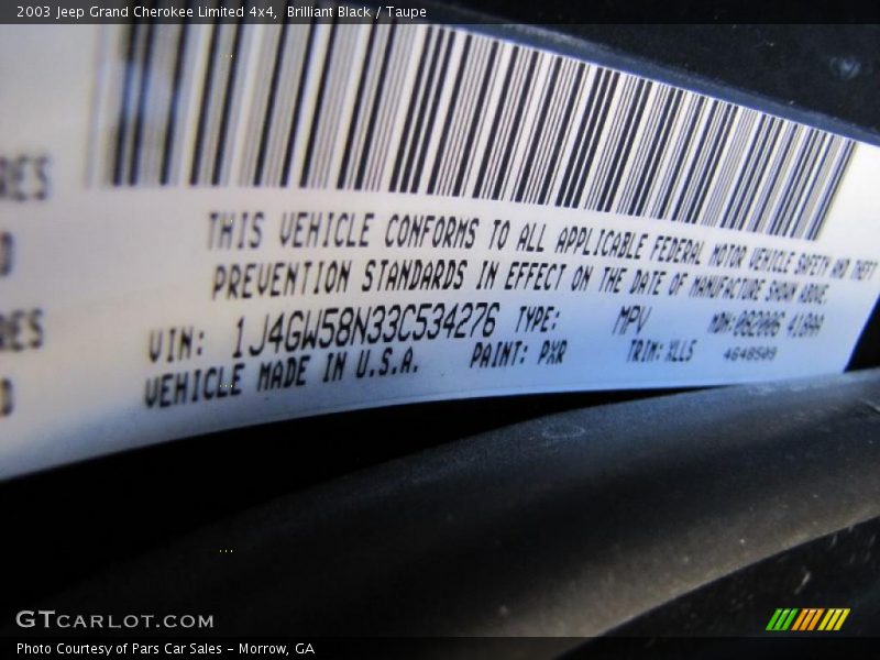 Brilliant Black / Taupe 2003 Jeep Grand Cherokee Limited 4x4