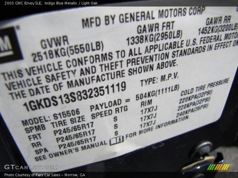 Indigo Blue Metallic / Light Oak 2003 GMC Envoy SLE