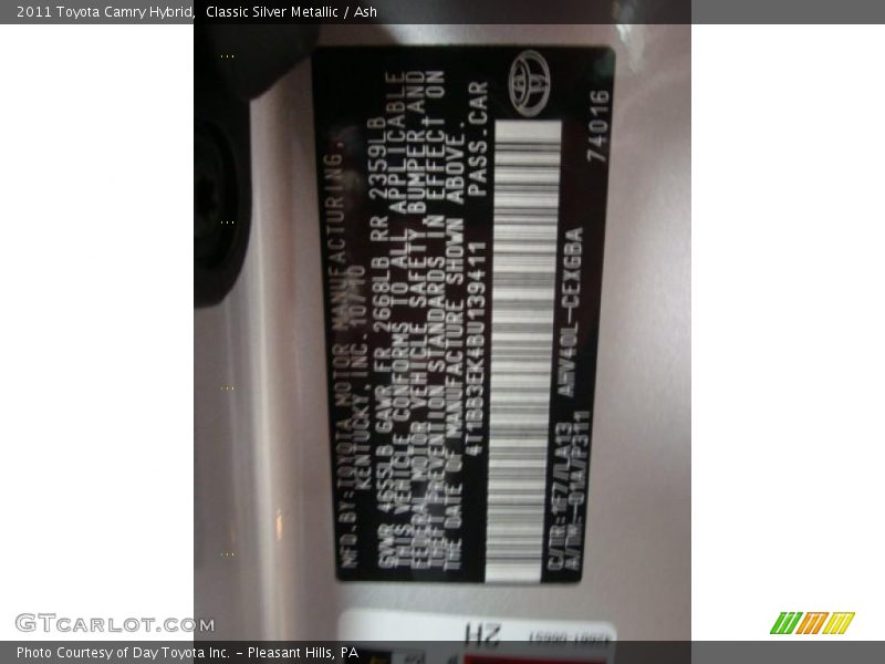 Classic Silver Metallic / Ash 2011 Toyota Camry Hybrid