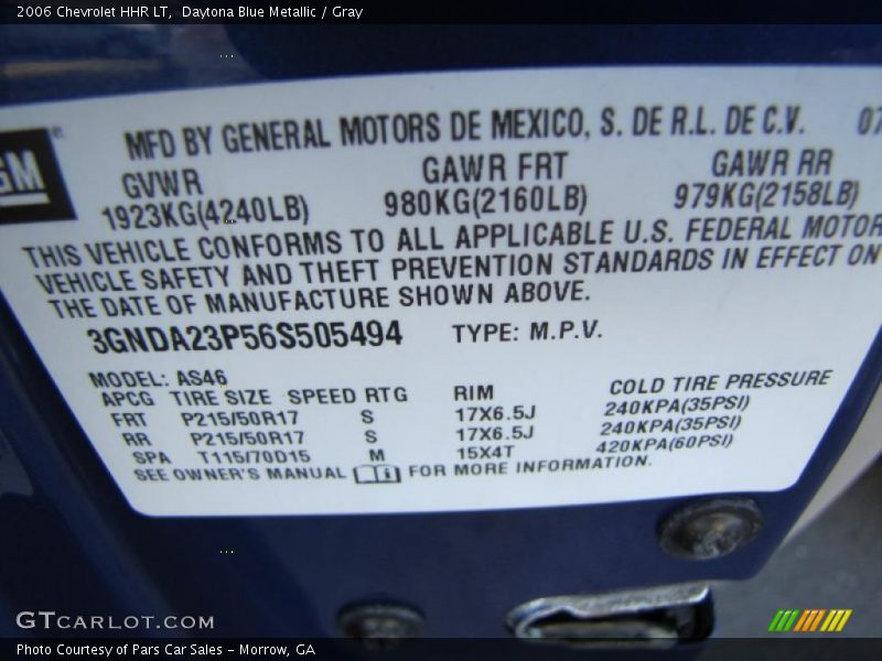 Daytona Blue Metallic / Gray 2006 Chevrolet HHR LT