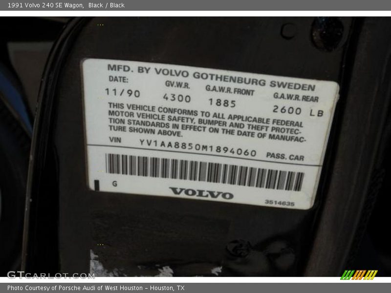 Black / Black 1991 Volvo 240 SE Wagon