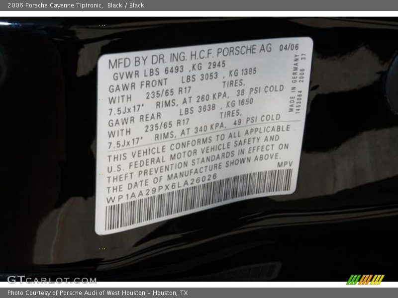 Black / Black 2006 Porsche Cayenne Tiptronic