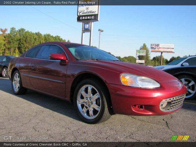 Ruby Red Pearl / Black/Beige 2002 Chrysler Sebring LXi Coupe