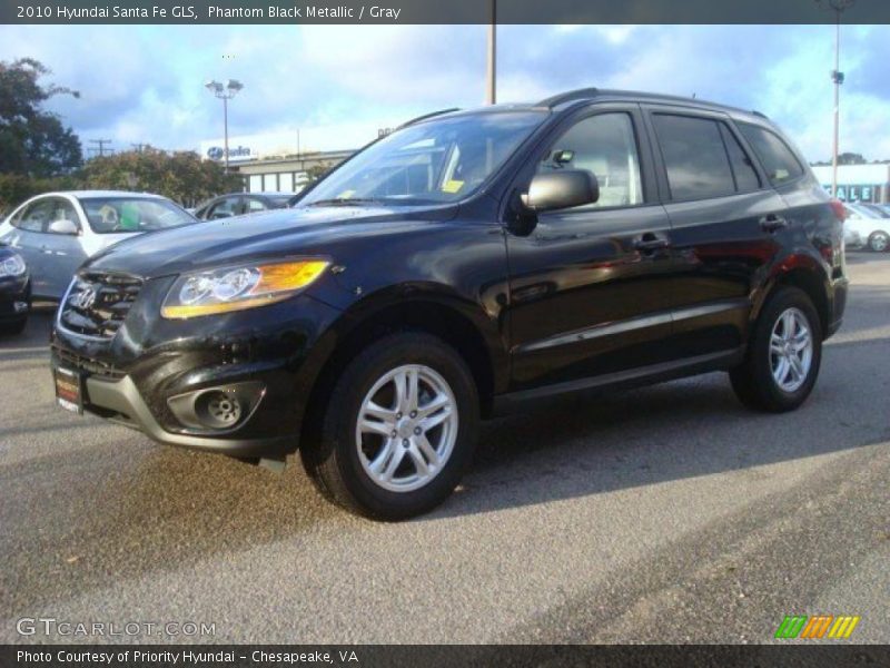 Phantom Black Metallic / Gray 2010 Hyundai Santa Fe GLS