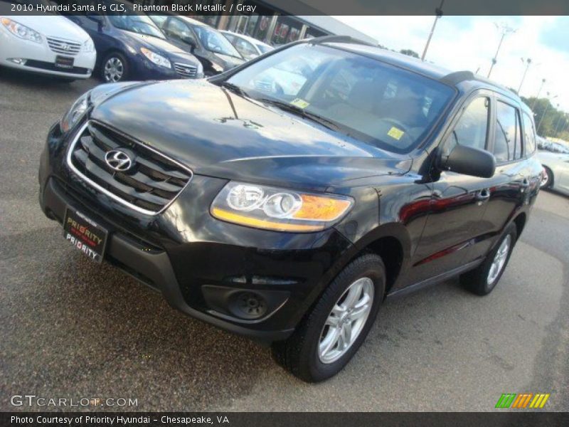 Phantom Black Metallic / Gray 2010 Hyundai Santa Fe GLS