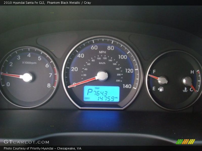Phantom Black Metallic / Gray 2010 Hyundai Santa Fe GLS