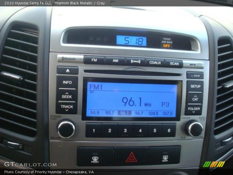 Phantom Black Metallic / Gray 2010 Hyundai Santa Fe GLS