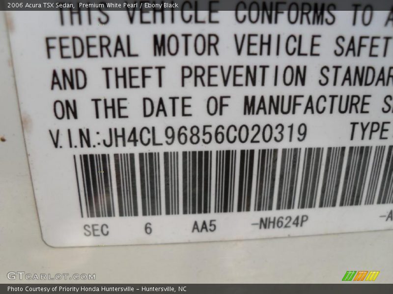 Premium White Pearl / Ebony Black 2006 Acura TSX Sedan