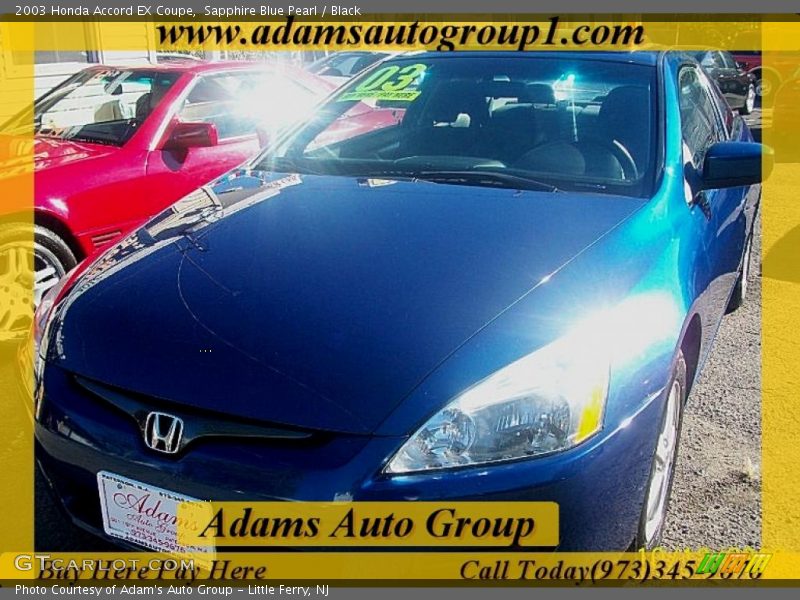 Sapphire Blue Pearl / Black 2003 Honda Accord EX Coupe