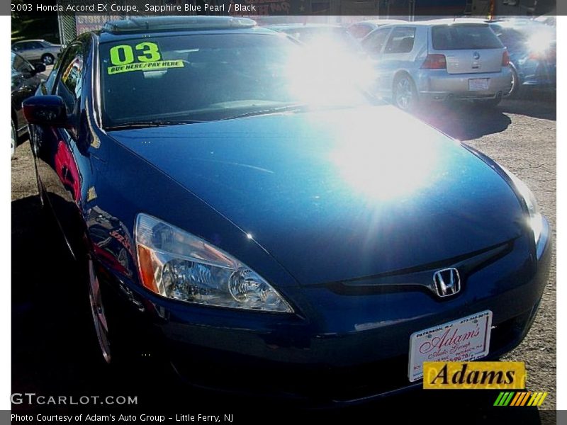 Sapphire Blue Pearl / Black 2003 Honda Accord EX Coupe