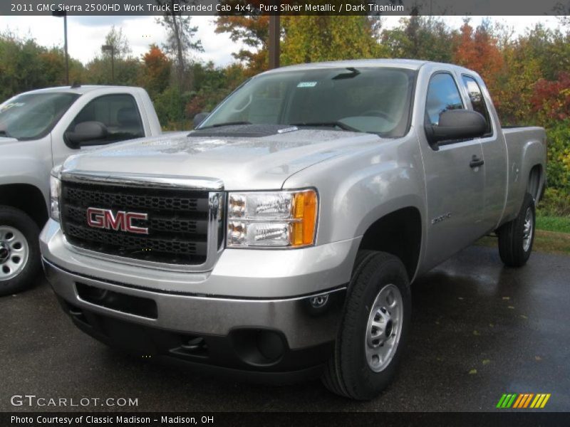 Pure Silver Metallic / Dark Titanium 2011 GMC Sierra 2500HD Work Truck Extended Cab 4x4