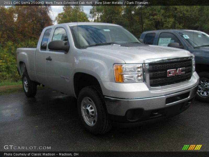 Pure Silver Metallic / Dark Titanium 2011 GMC Sierra 2500HD Work Truck Extended Cab 4x4