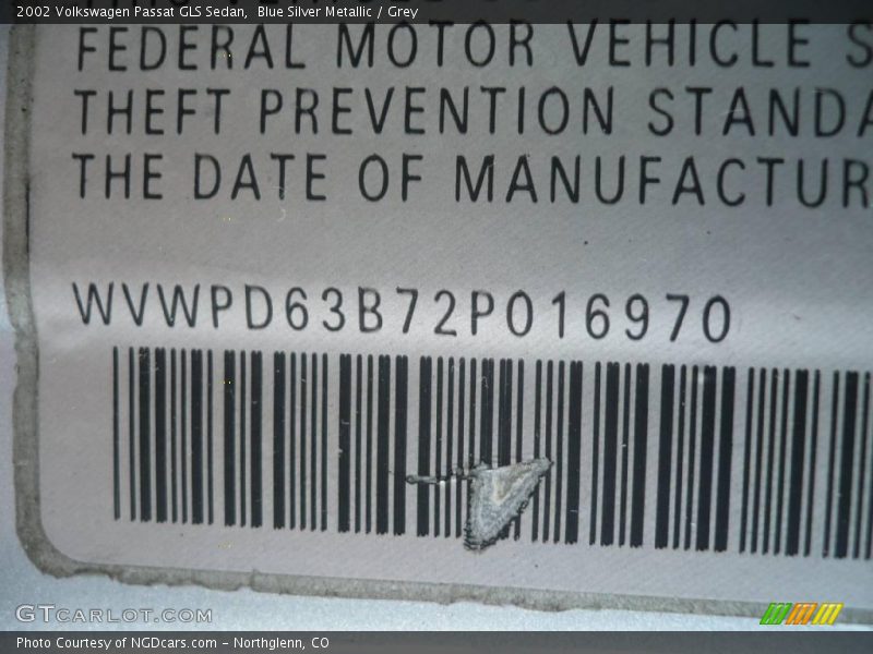 Blue Silver Metallic / Grey 2002 Volkswagen Passat GLS Sedan