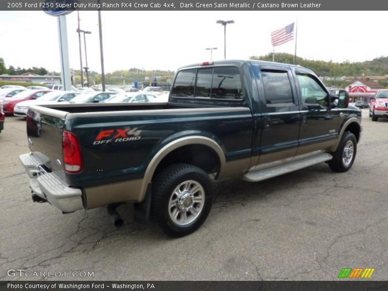 Dark Green Satin Metallic / Castano Brown Leather 2005 Ford F250 Super Duty King Ranch FX4 Crew Cab 4x4