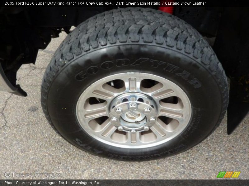 Dark Green Satin Metallic / Castano Brown Leather 2005 Ford F250 Super Duty King Ranch FX4 Crew Cab 4x4