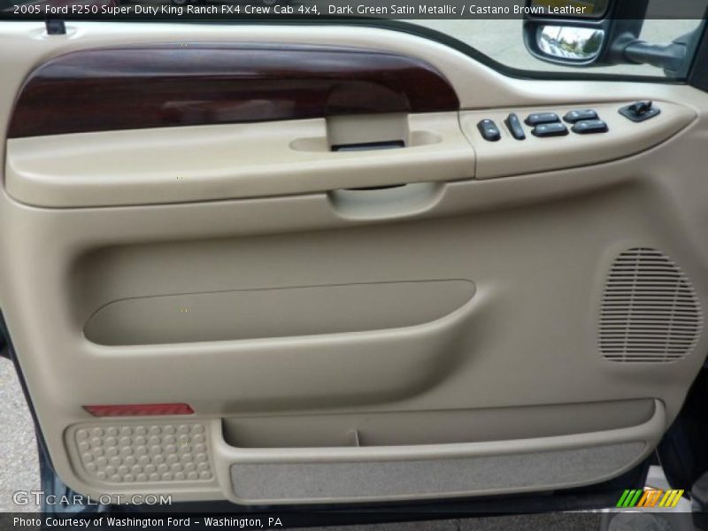 Dark Green Satin Metallic / Castano Brown Leather 2005 Ford F250 Super Duty King Ranch FX4 Crew Cab 4x4