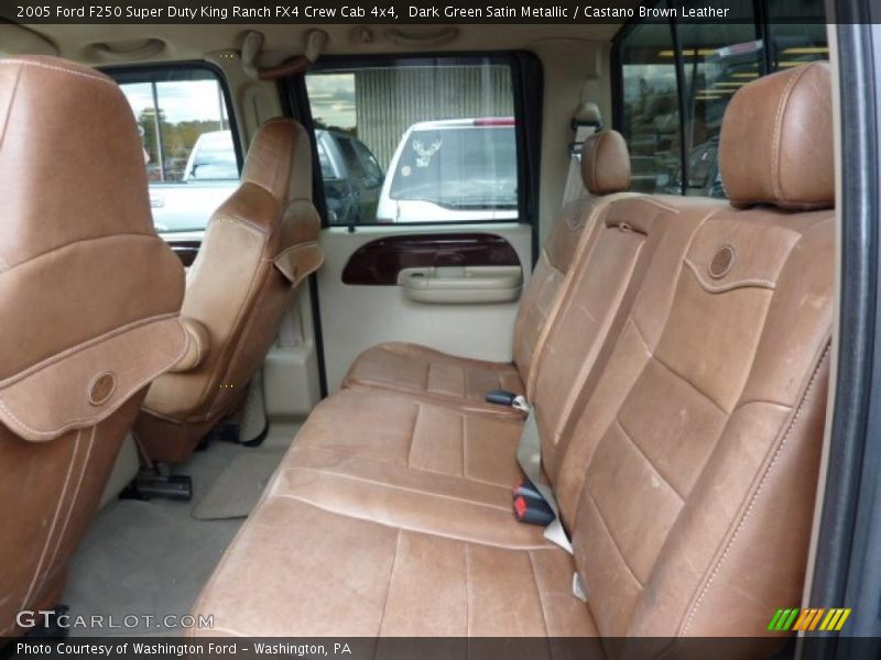 Dark Green Satin Metallic / Castano Brown Leather 2005 Ford F250 Super Duty King Ranch FX4 Crew Cab 4x4