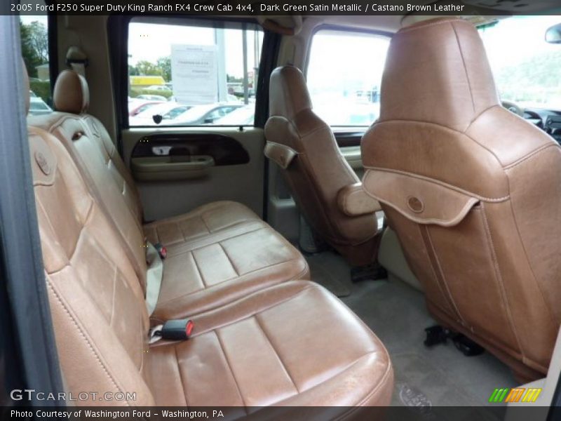 Dark Green Satin Metallic / Castano Brown Leather 2005 Ford F250 Super Duty King Ranch FX4 Crew Cab 4x4