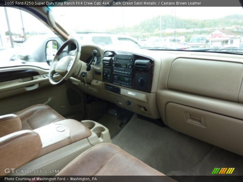 Dark Green Satin Metallic / Castano Brown Leather 2005 Ford F250 Super Duty King Ranch FX4 Crew Cab 4x4