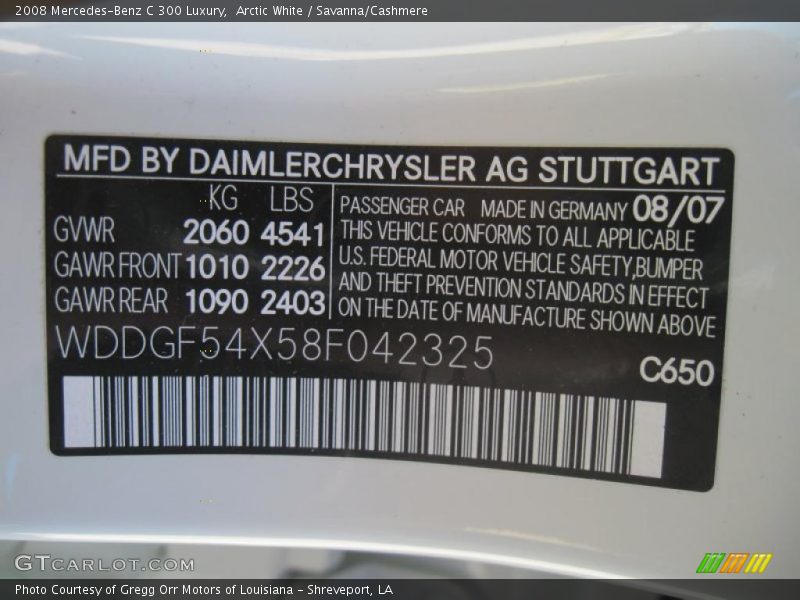 Arctic White / Savanna/Cashmere 2008 Mercedes-Benz C 300 Luxury