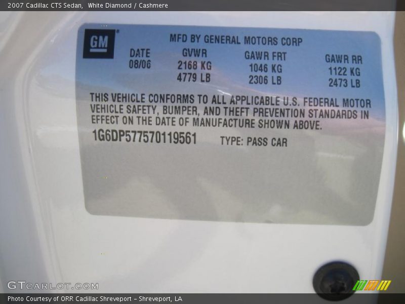 White Diamond / Cashmere 2007 Cadillac CTS Sedan