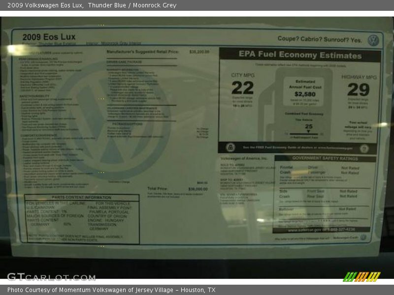 Thunder Blue / Moonrock Grey 2009 Volkswagen Eos Lux